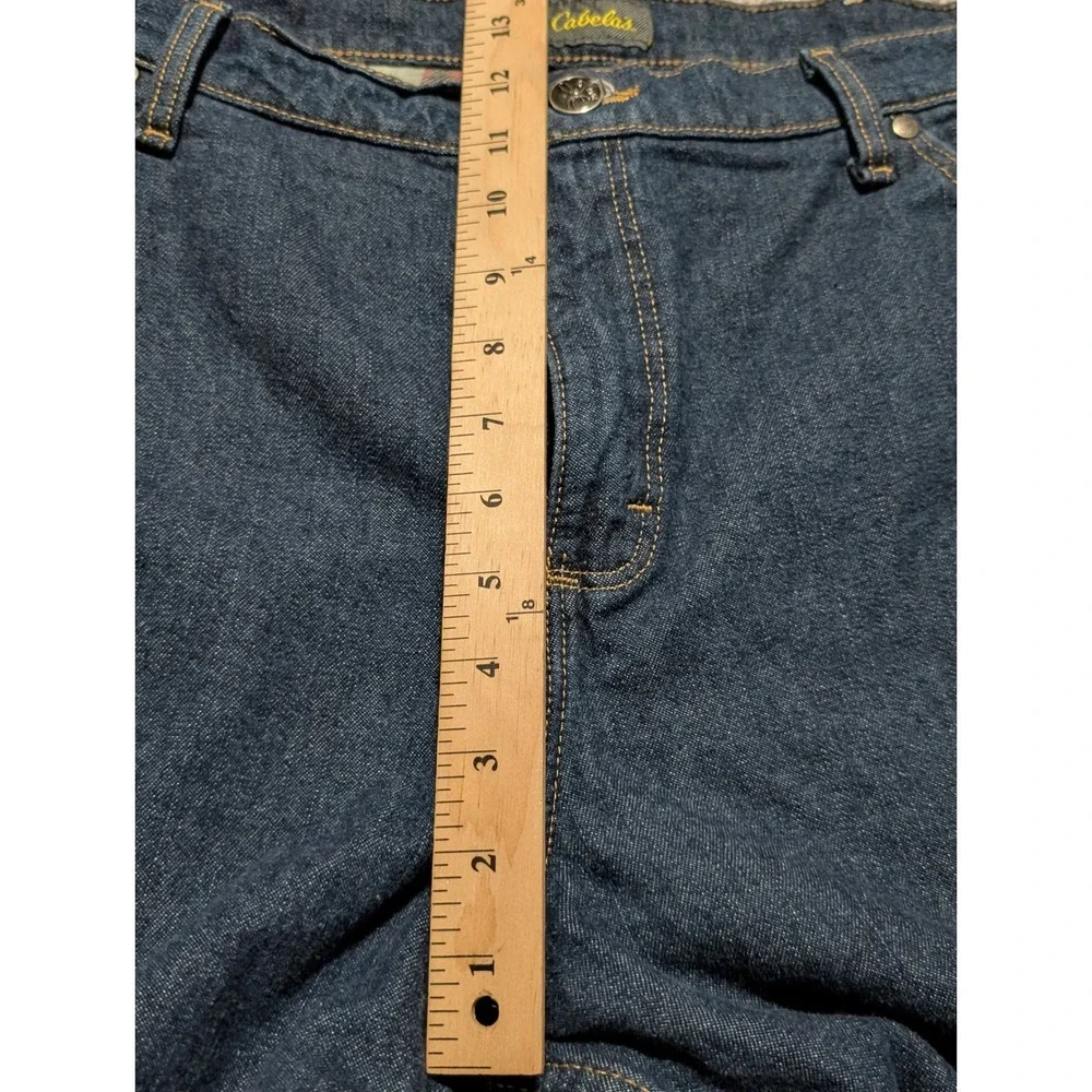 Cabelas Flannel Lined Jeans Mens 38x34 Dark Wash Straight Leg Plaid Lined Denim‎